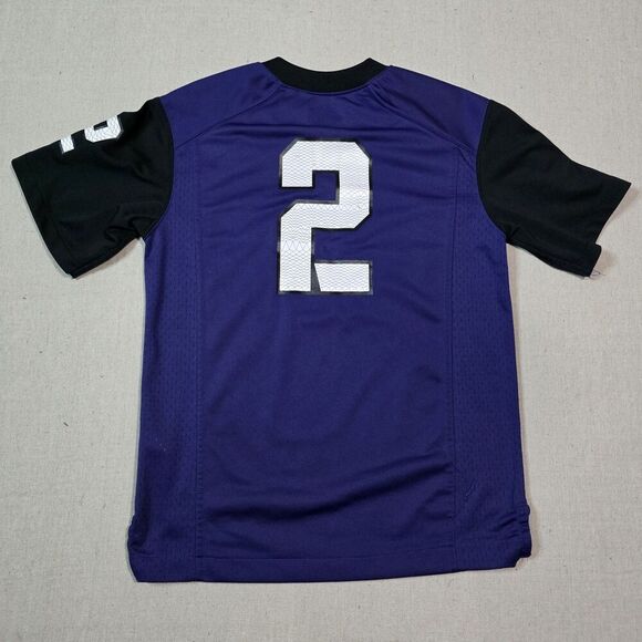 Nike Team TCU Horned Frogs FOOTBALL Jersey 2014-15 PURPLE/BLACK #2 Womens SMALL - Picture 2 of 6